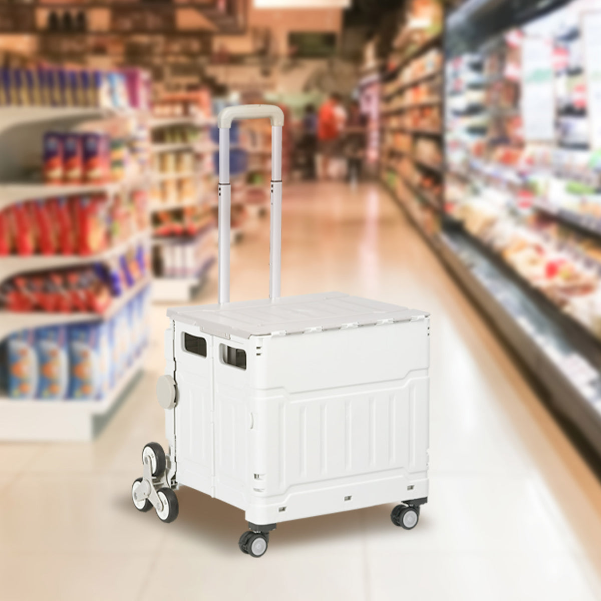 Shopping trolley stair climber mobile transport box, foldable, telescopic handle, load capacity up to max. 65 kg (2)