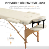 Massage table, foldable massage couch, height-adjustable massage bench for spa, salon, faux leather, wood, cream (4)