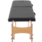 Portable Massage Table 2-Zone Foldable Height-Adjustable Massage Bed 60 cm Wide with Carrying Case Wooden Legs (8)