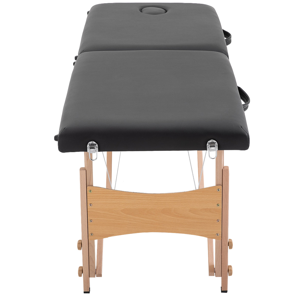 Portable Massage Table 2-Zone Foldable Height-Adjustable Massage Bed 60 cm Wide with Carrying Case Wooden Legs (8)
