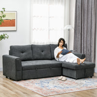 3-seater sofa with bed function, sofa bed with chaise longue, upholstered sofa, dark grey (2)