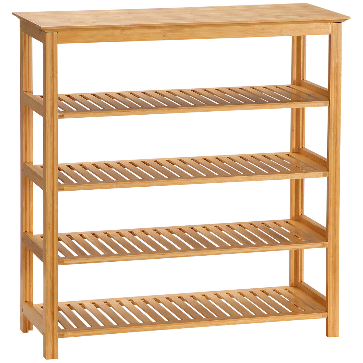 4-tier shoe rack, bamboo, slatted, up to size EU 45, natural