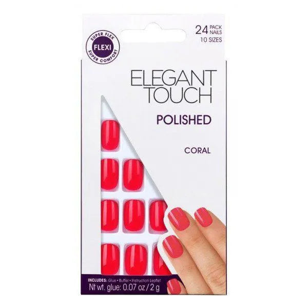 Elegant Touch Core Colour Nails With Glue Short Stiletto Blush Suede 24 Pcs