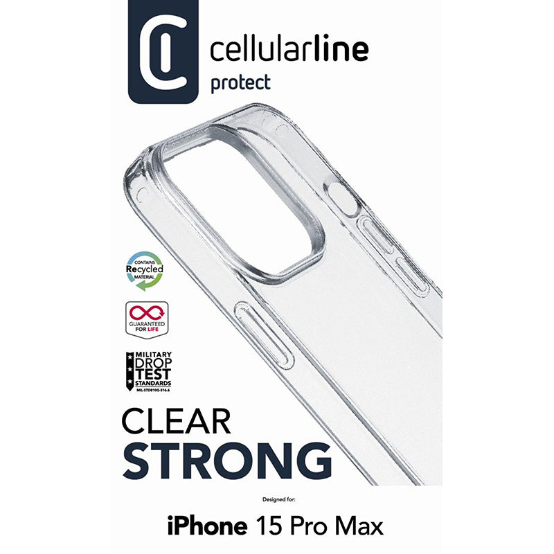 Cellularline Clear Strong - iPhone 15 Pro Max Case with Antimicrobial Protection (Clear) (3)