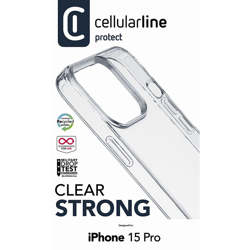 Cellularline Clear Strong - iPhone 15 Pro Case with Antimicrobial Protection (Clear) (2)