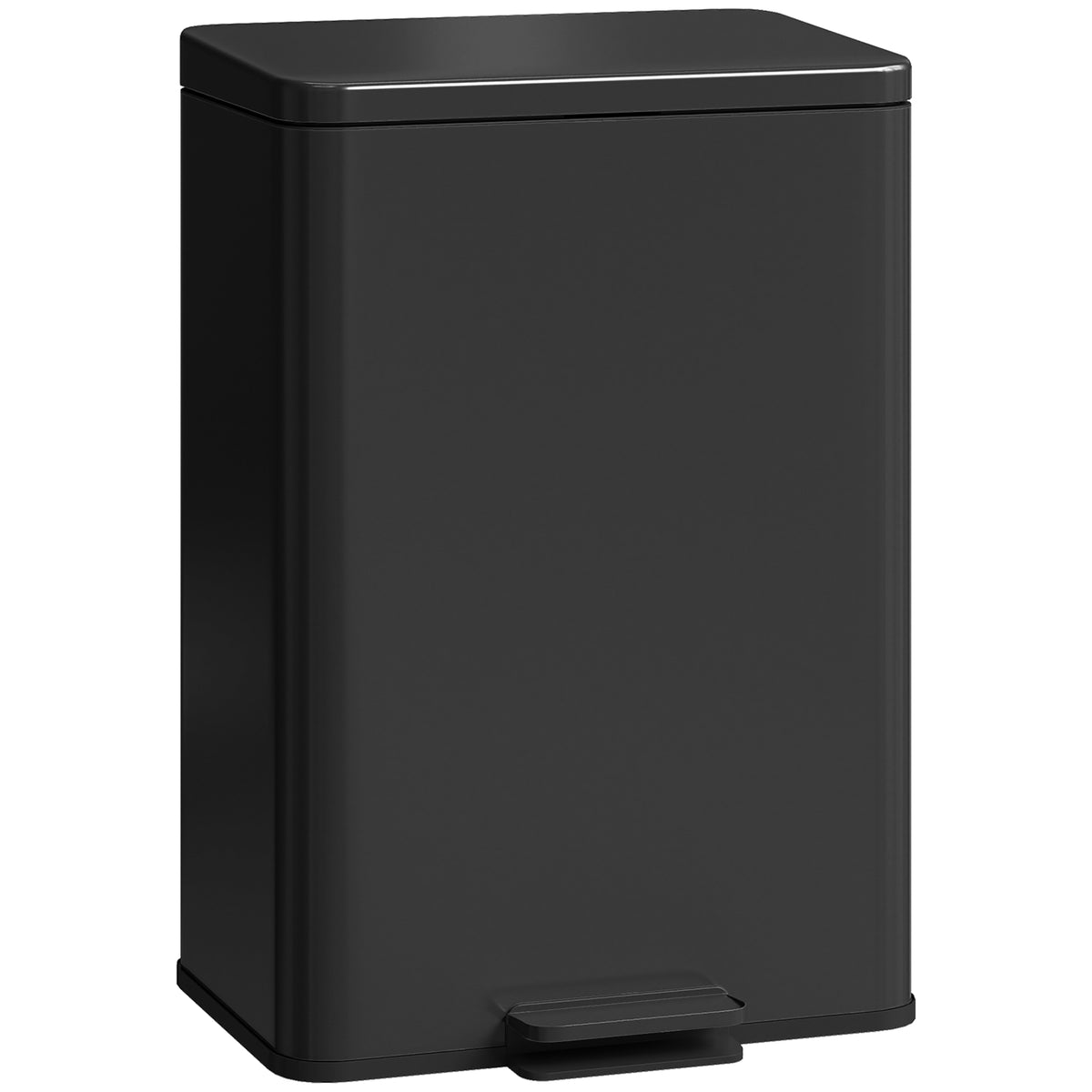 20 L trash can, pedal bin with soft-close lid, pedal, removable inner bucket, matte black, 34.2 x 30.6 x 44.2 cm