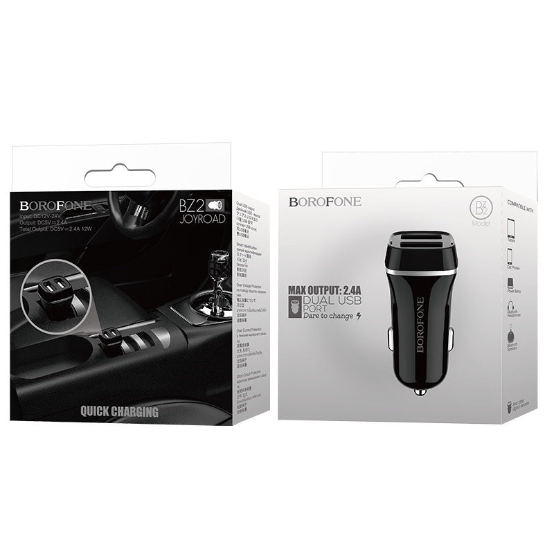 Borofone - car charger 2x USB, black (2)