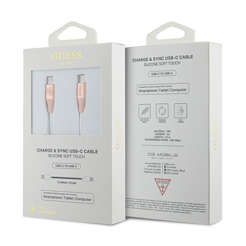 Guess Embossed Logo - USB-C to USB-C fast charging cable 1.5 m (pink) (2)