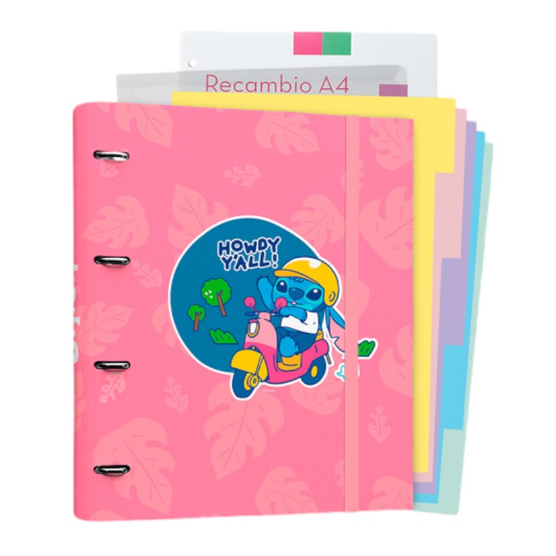 Disney Stitch - A4 Ring Binder (4 rings, elastic band)