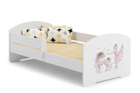 LUK children's bed 140x70 with railing - Girl with unicorn
