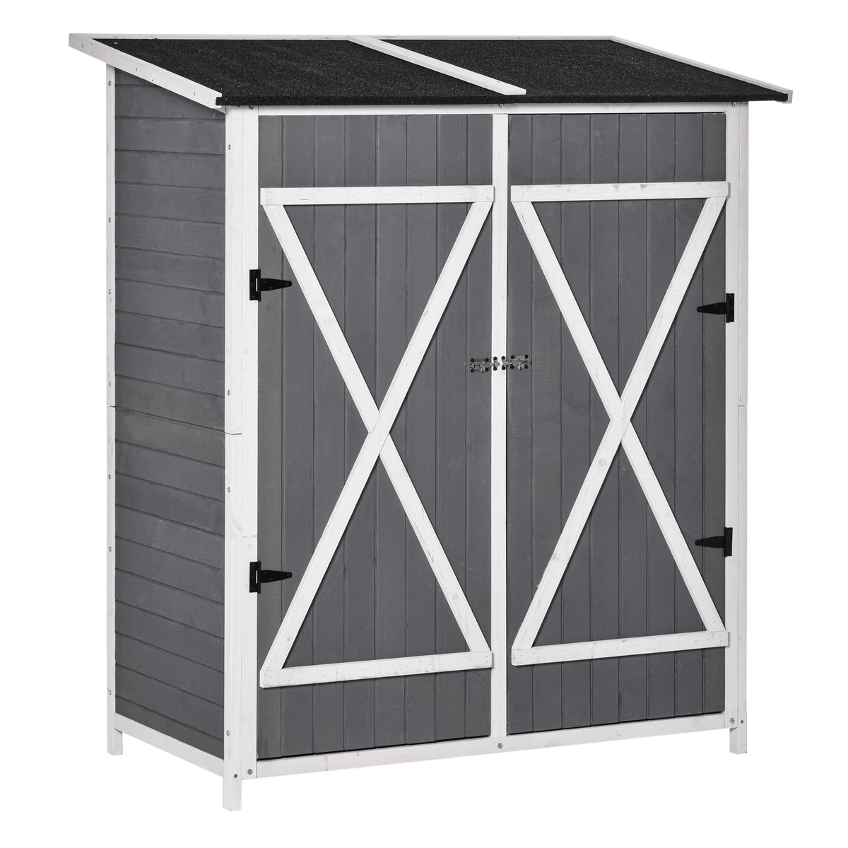 Garden Cabinet Tool Shed with 2 Doors Tool Cabinet with Asphalt Roof Garden Storage Cabinet Anti-Dumping Design