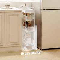 Metal kitchen trolley, 3 baskets, narrow design, 4 wheels, for kitchen, living room, bathroom, white (6)