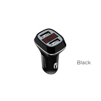Borofone - 2x USB car charger with LCD display, black