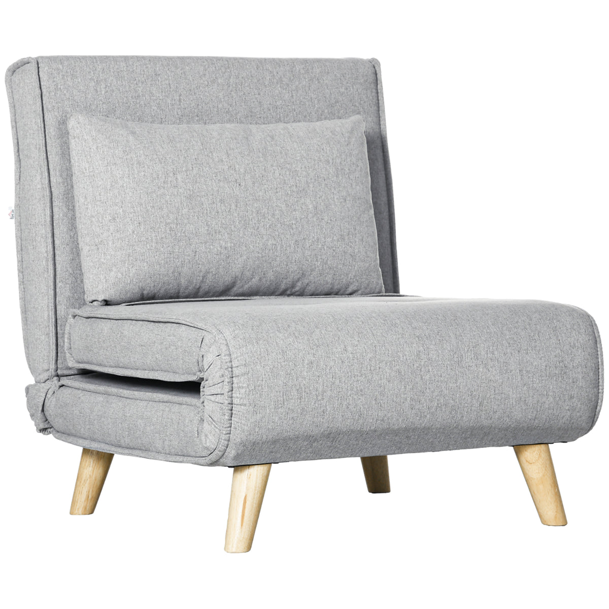 Convertible chair bed, 6-level adjustable backrest, linen-look, up to 150 kg, light grey