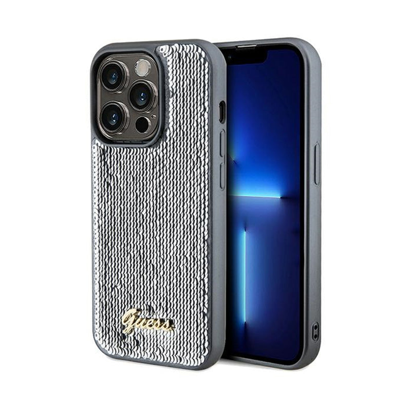 Guess Sequin Script Metal - case for iPhone 14 Pro Max (silver)