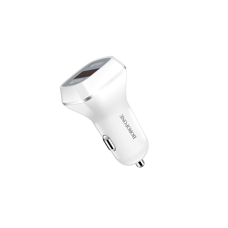 Borofone - 2x USB car charger with LCD display, white (2)