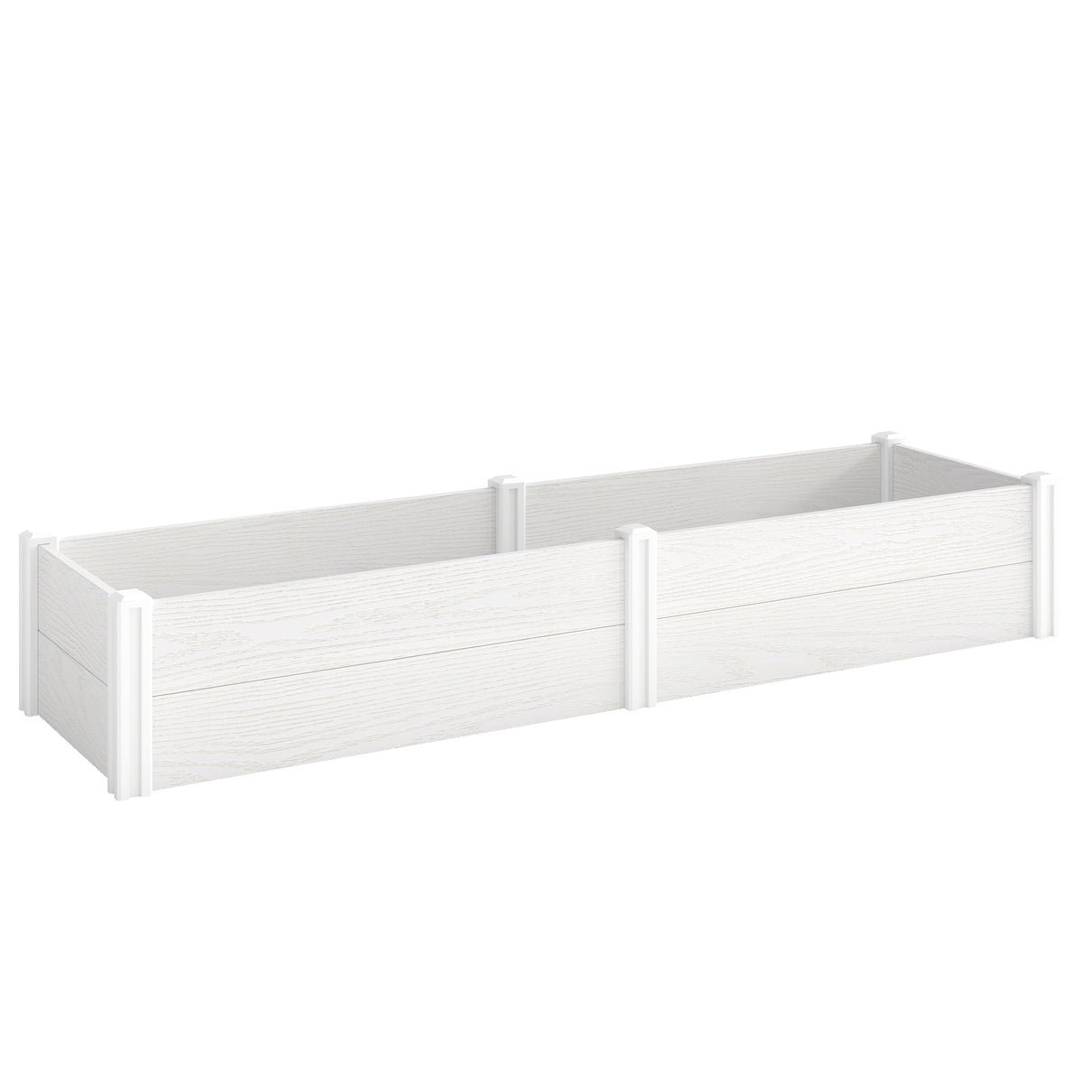 Raised garden bed made of plastic, interlocking planter box with DIY assembly cold frame 197 x 54 x 33 cm white