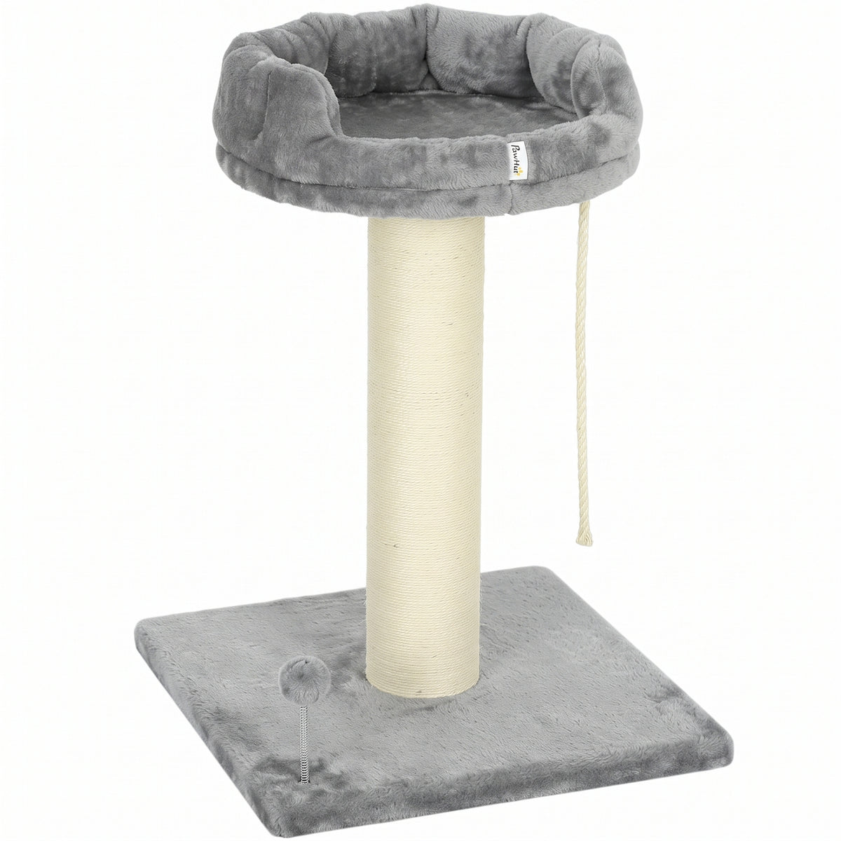 Cat tree, cat bed, 1 cat bed, incl. cat toy, 55 cm x 55 cm x 83 cm, grey
