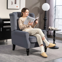 Wingback chair, reclining chair, armchair, vintage design, button tufting, turned legs, 74 cm x 86 cm x 102 cm (8)