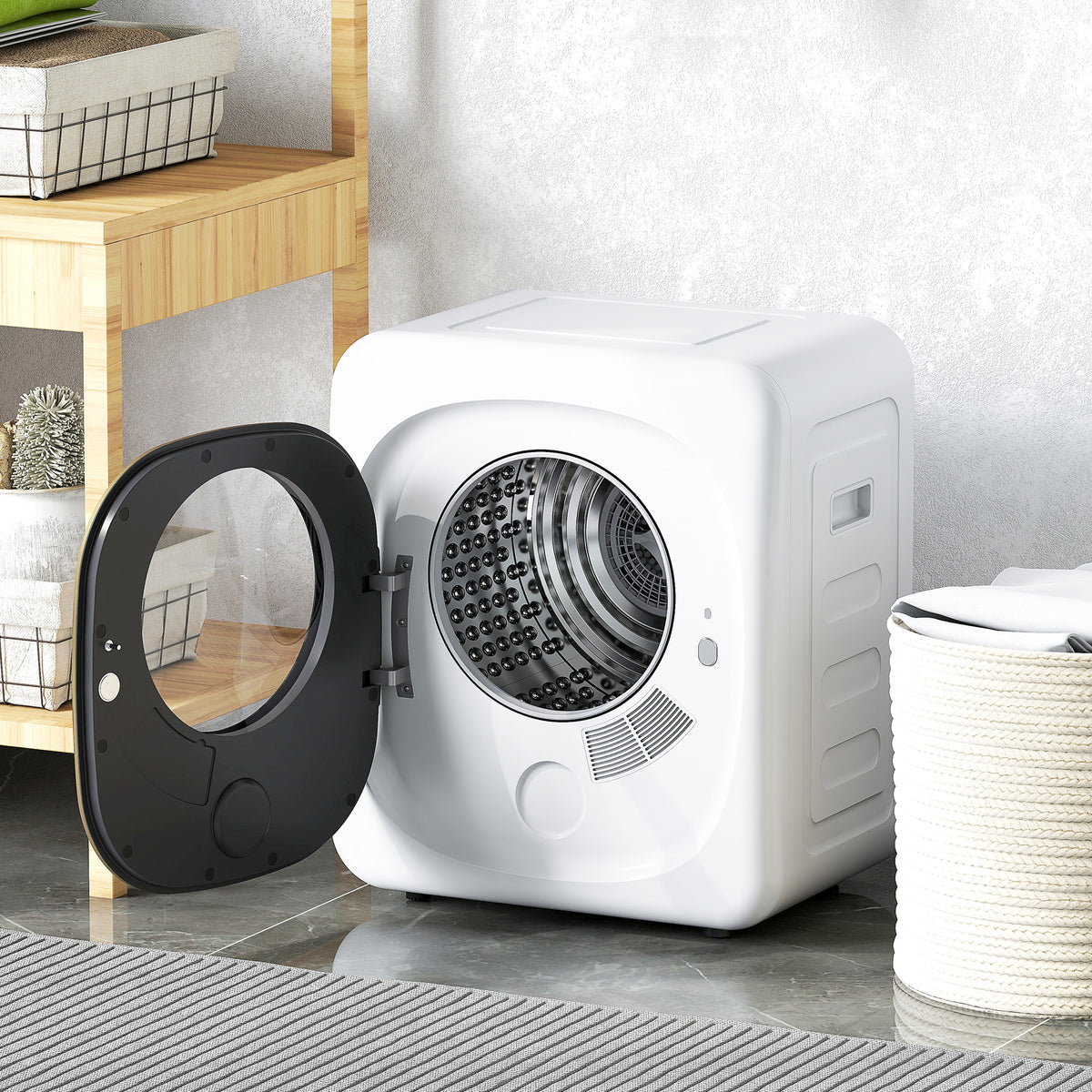 4 kg tumble dryer, compact design, 5 modes, timer, white+black (2)