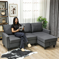 Corner sofa with sleeper function and storage box, L-shaped sofa bed with convertible chaise longue, for (2)