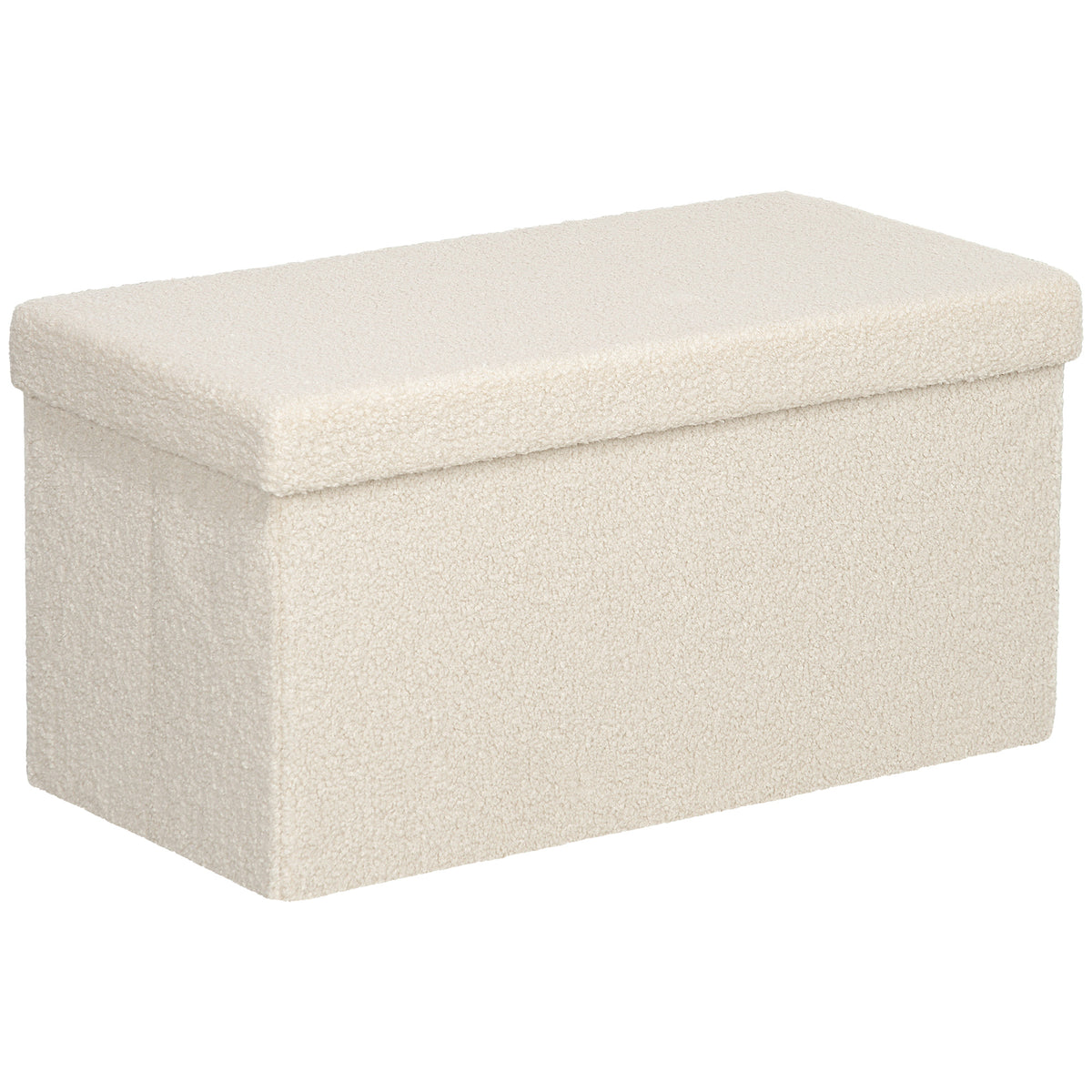 Storage ottoman, upholstered bench with storage space and lid for living room, bedroom, hallway, cream white