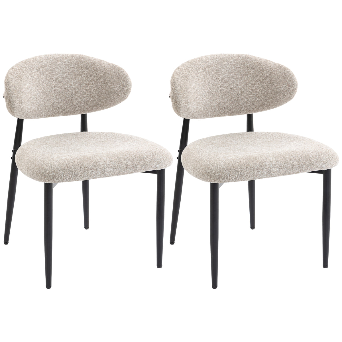 Upholstered Dining Chairs Kitchen Chairs with Steel Legs Beige