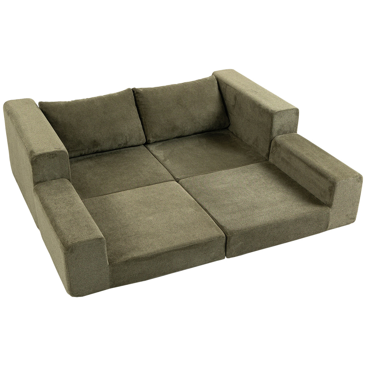 4-in-1 Sleeper Sofa, Pull-out Sofa Bed, Folding Couch with Pillow, 2-Seater, Green