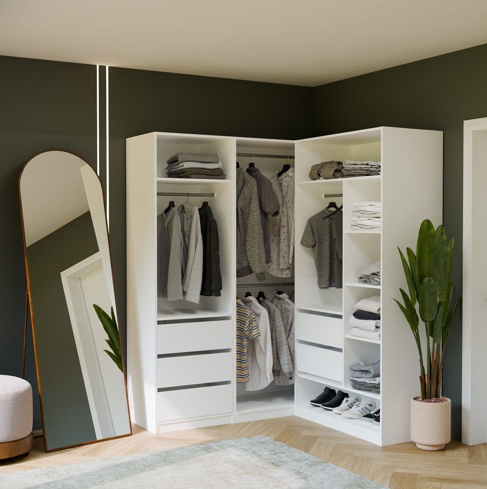 Modulare Garderobe OPENO SET 260/200 WEISS Schubladen Stangen Regale Groß für Schlafzimmer – Produktabbildung 2