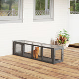 Cat tunnel, wooden cat toy with 3 doors, expandable play tunnel for cats up to 10 kg, 151.5 x 38.5 cm grey (2)