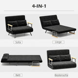 Sofa bed, 2-seater sofa, velvet sofa, sleep function, incl. 2 cushions, velvet look, black (4)