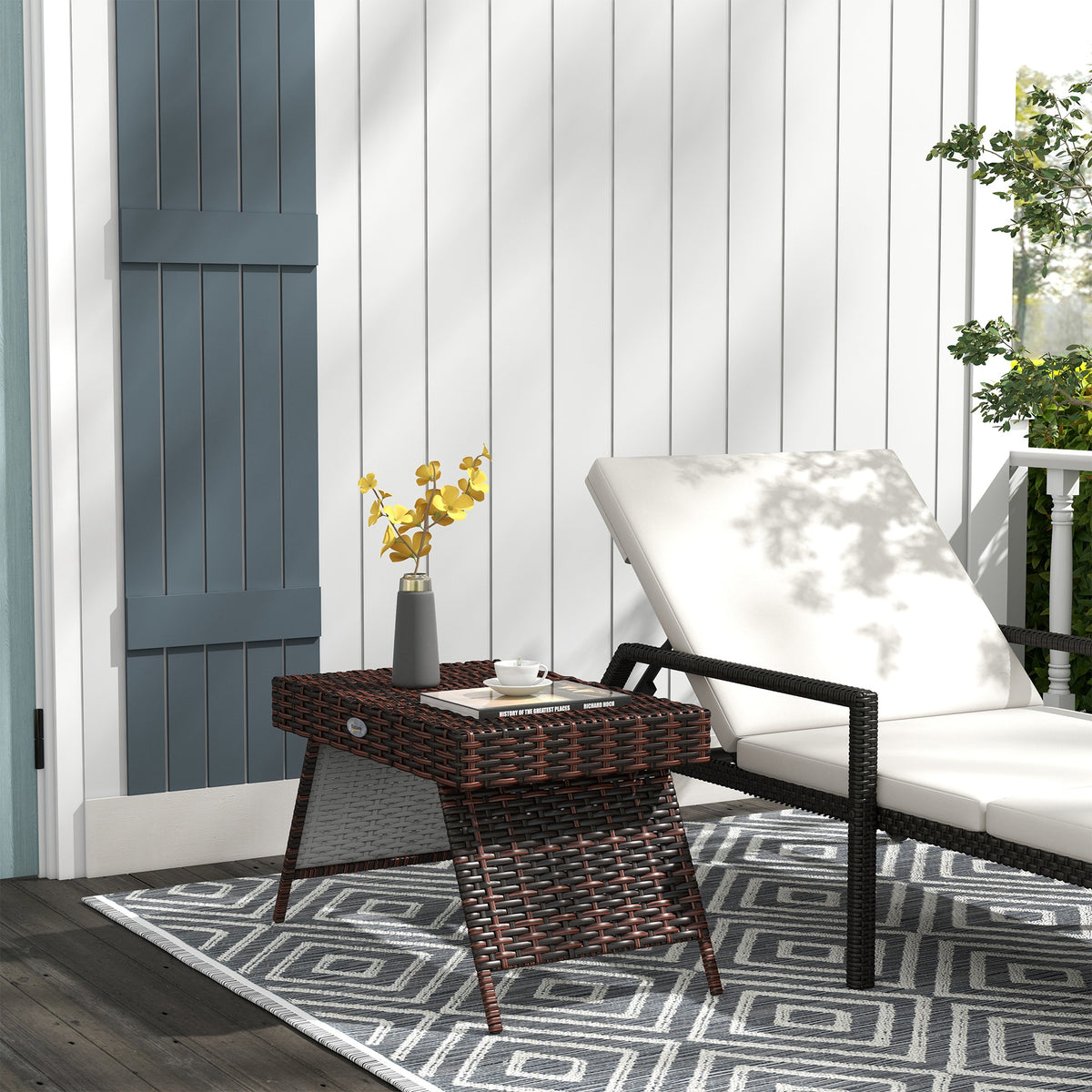 Garden table, outdoor coffee table, outdoor side table, PE rattan, weather-resistant, 60 cm x 41 cm x 41 cm (2)