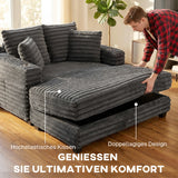 Chaise Longue 2-Seater Large Sofa Bed 134 x 151 cm with Cup Holder for Living Room, Gray (4)