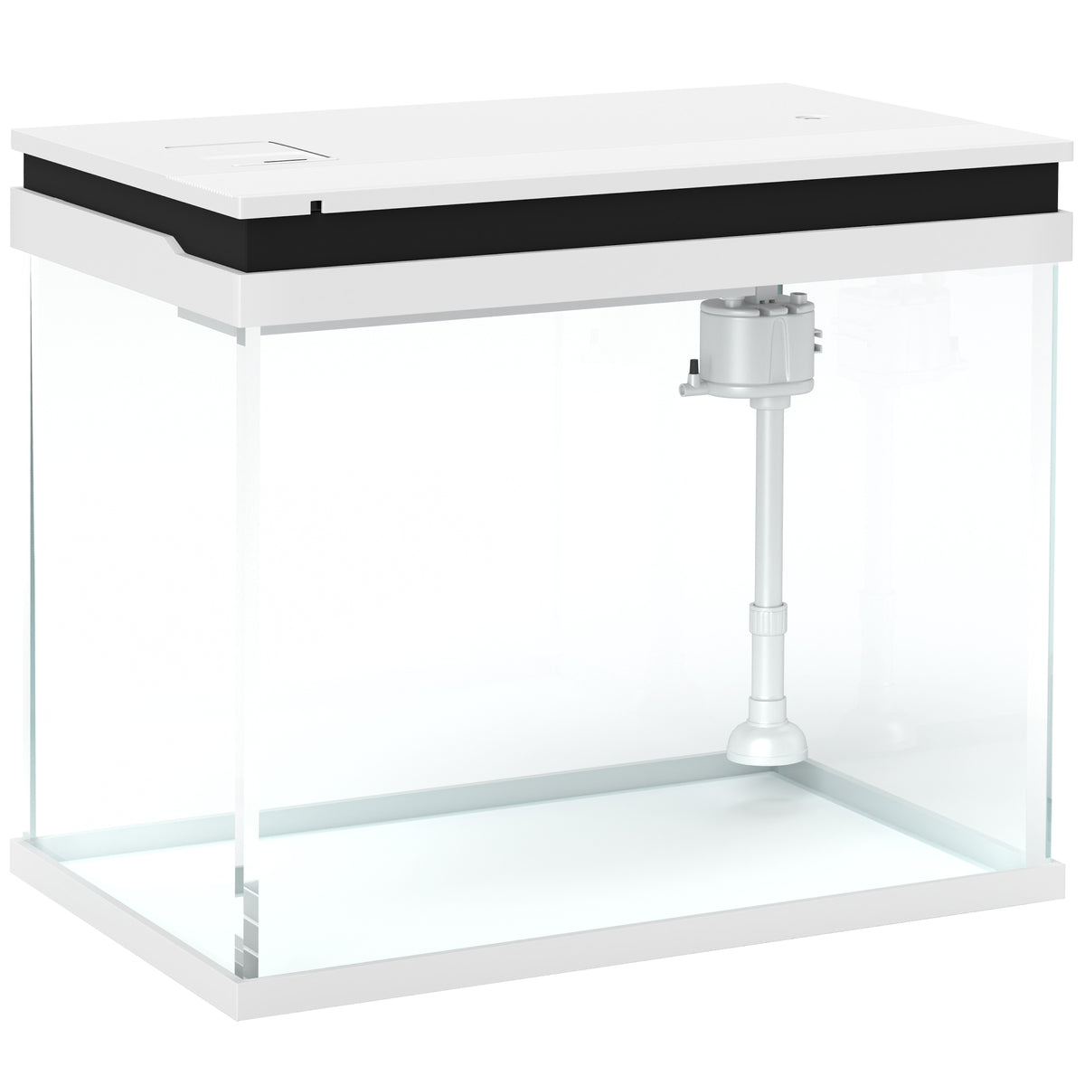 41-liter glass aquarium with filter system, LED lights, water pump, for various fish species, white