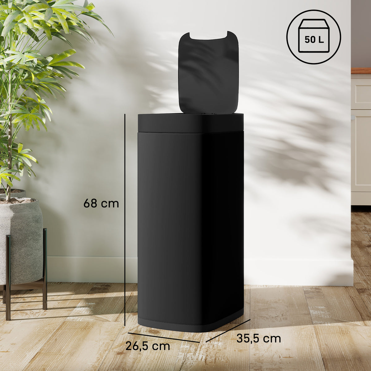 50L sensor trash can, touchless kitchen waste bin with motion sensor, fingerprint-resistant (3)