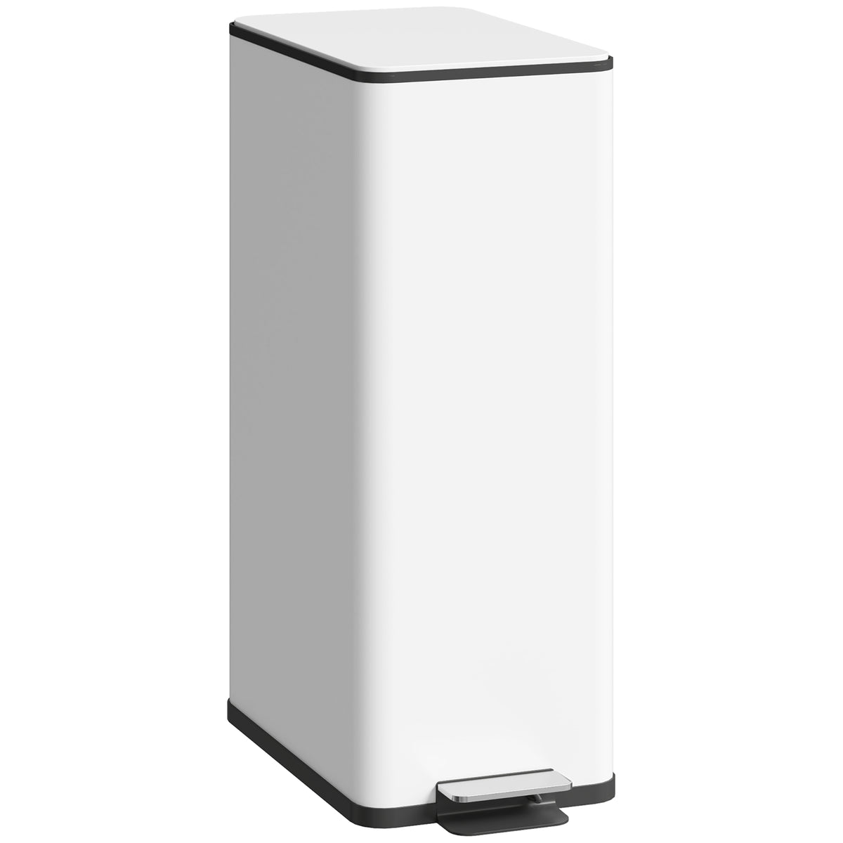 20L Trash Can, Soft-Close Lid, Deodorant Compartment, Fingerprint-Proof, Stainless Steel, White