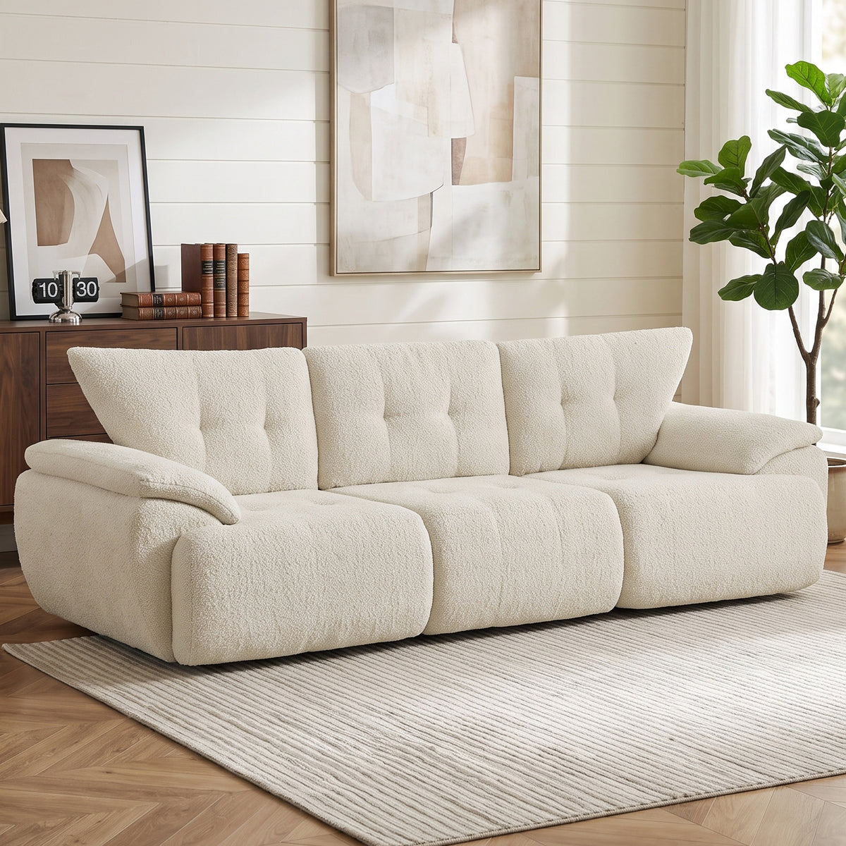 3-seater sofa, 260 cm, chenille, frameless modular sofa with extra-wide, deep seating area, wide armrests (2)