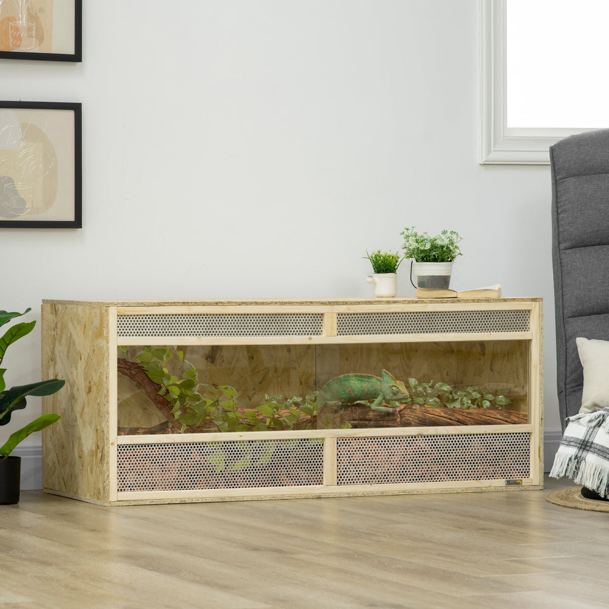 Terrarium for reptiles/amphibians, sliding glass doors, ventilation grills, 120x50x50cm (2)