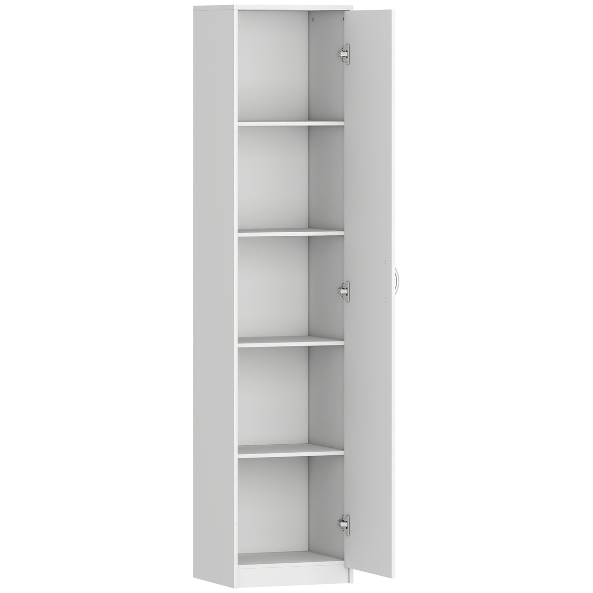 Kitchen cabinet, 5-tier storage cabinet, adjustable shelves, for living room, kitchen, pantry, wood, white