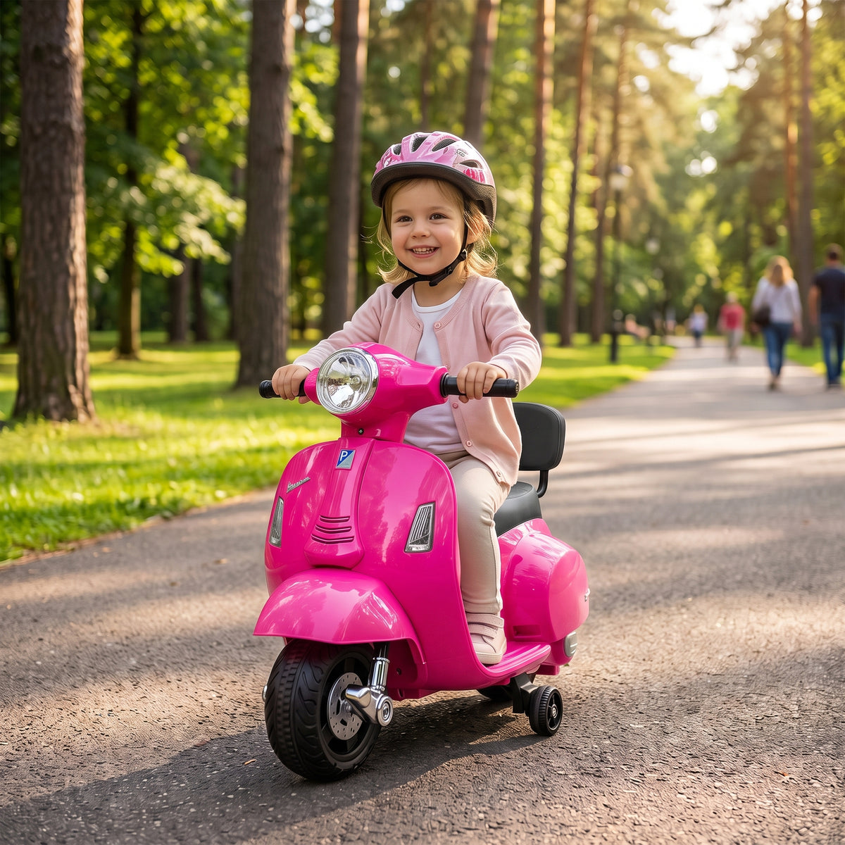 Electric Motorcycle for Kids Mini Vespa GTS 6V Electric Motorbike with Lithium Battery Ergonomic Seat Backrest (2)