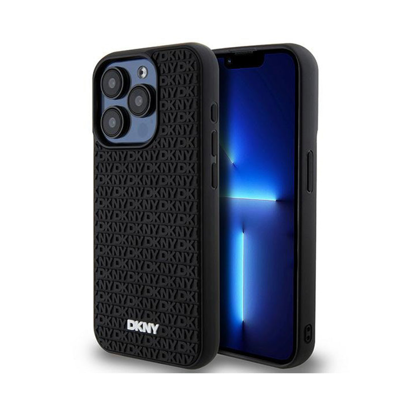 DKNY 3D Rubber Repeat Pattern - iPhone 15 Pro Case (Black)