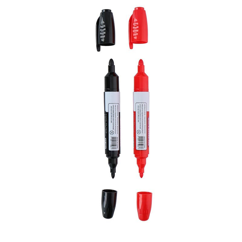 Topwrite - Set of double-ended dry-erase whiteboard markers 2 pcs (black/red) (2)
