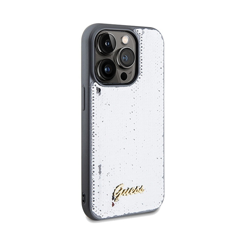 Guess Sequin Script Metal - case for iPhone 14 Pro Max (silver) (4)