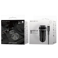 Borofone - Car charger 2x USB, Lightning cable included, black – packaging