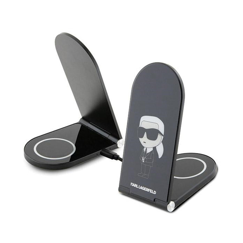 Karl Lagerfeld Ikonik MagSafe - 2-in-1 Foldable Charging Station with MagSafe for iPhone and AirPods 15W (black)