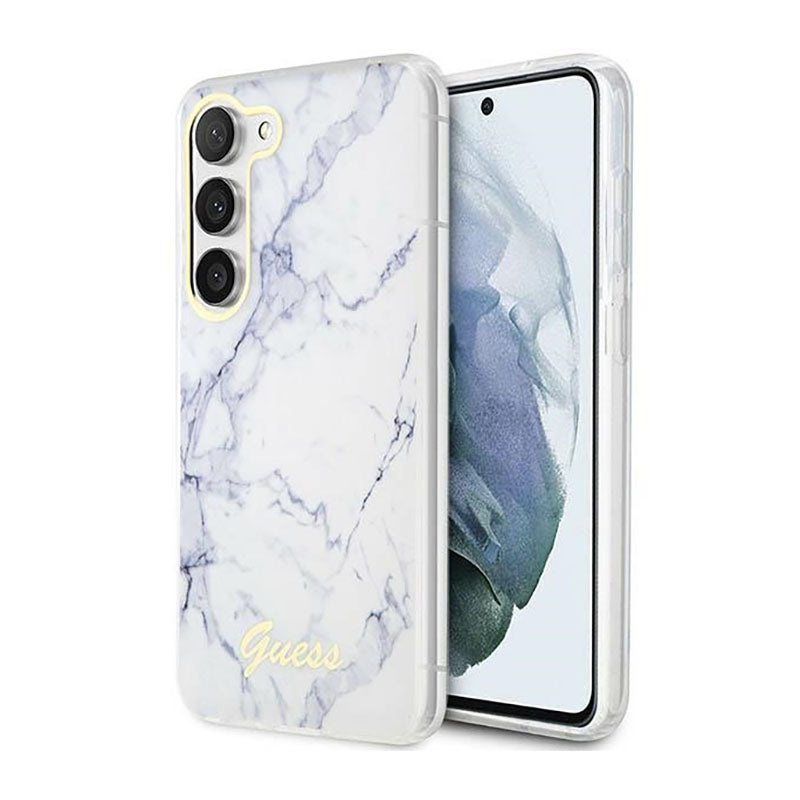 Guess Marble Collection - case for Samsung Galaxy S23+ (white)