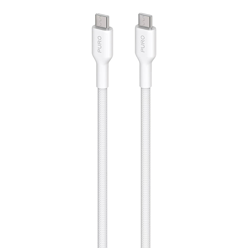 PURO Fabric - Durable Braided USB-C to USB-C Cable 1.2m (White)