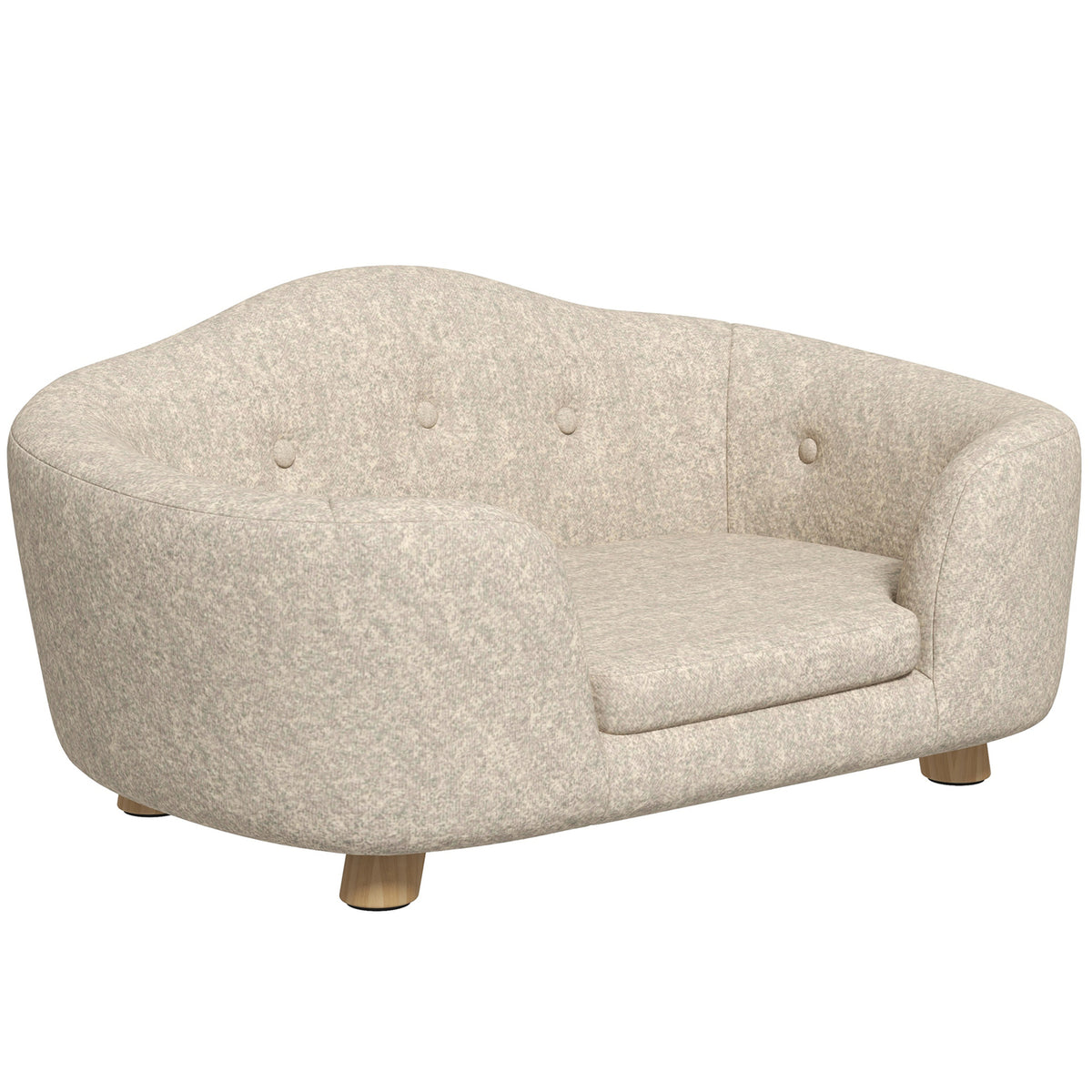 Pet sofa dog mat dog bed dog sofa dog couch cat sofa with cushion back pocket plush foam pine wood cream white