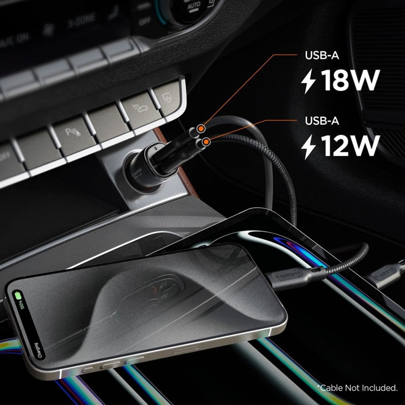 Spigen Essential EV302 – Car Charger 2x USB-A 30W (Black) (6)