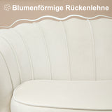 Vintage 2-seater sofa, couch, upholstered furniture, velvet look, up to 150 kg, cream/gold (4)